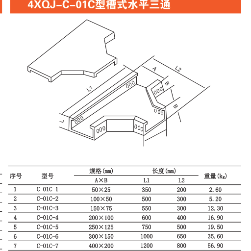 4XQJ-C-01C型槽式水平三通